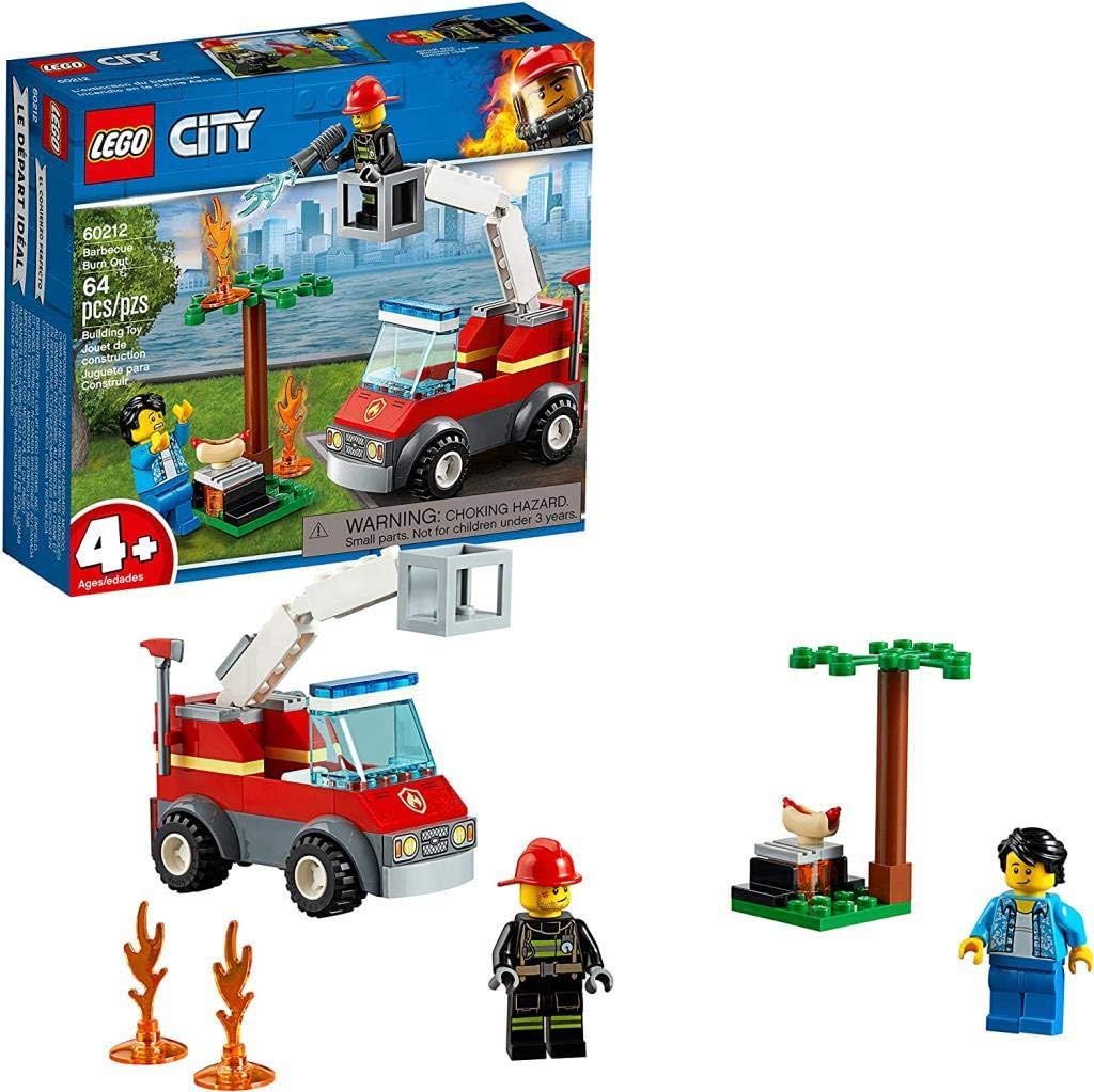 LEGO City 60212 Feuerwehr beim Grillfest, mit Feuerwehrauto-Spielzeug, Feuerwehrmann-Minifigur, Hot Dog und Grillzubehör (EOL), Neuware