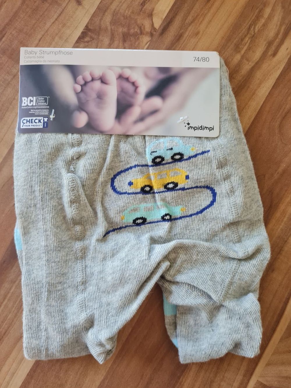 Babystrumpfhose mit Po-Motiv "Autos", Gr. 74/80, Neuware mit Etikett