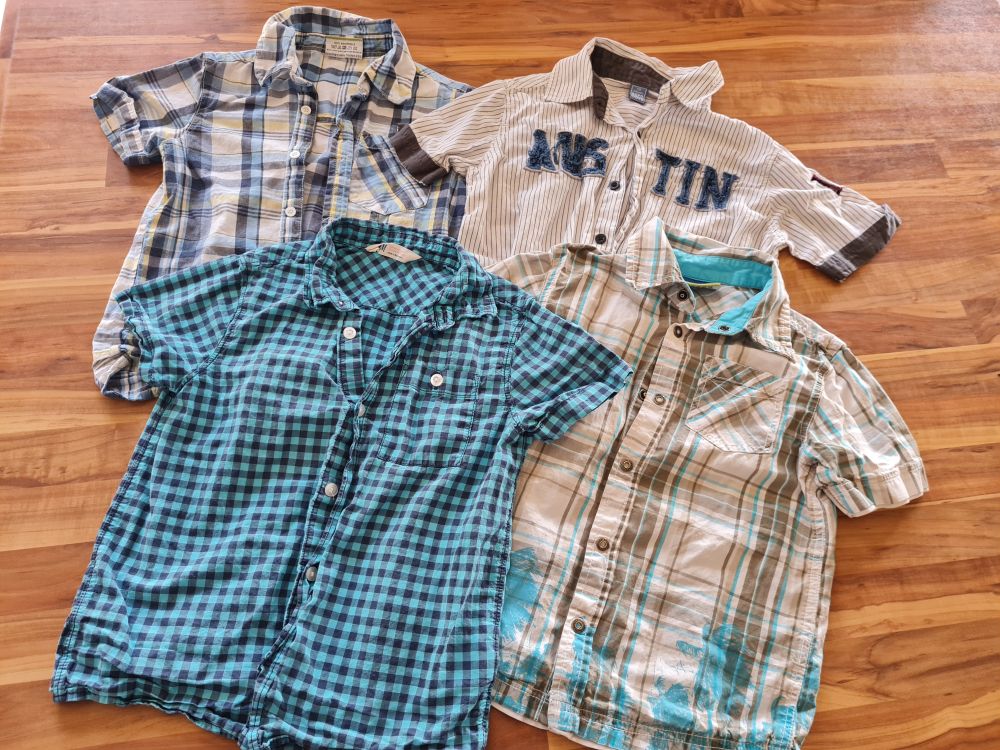 4 Kurzarmhemden für Jungen Gr. 116, Secondhand