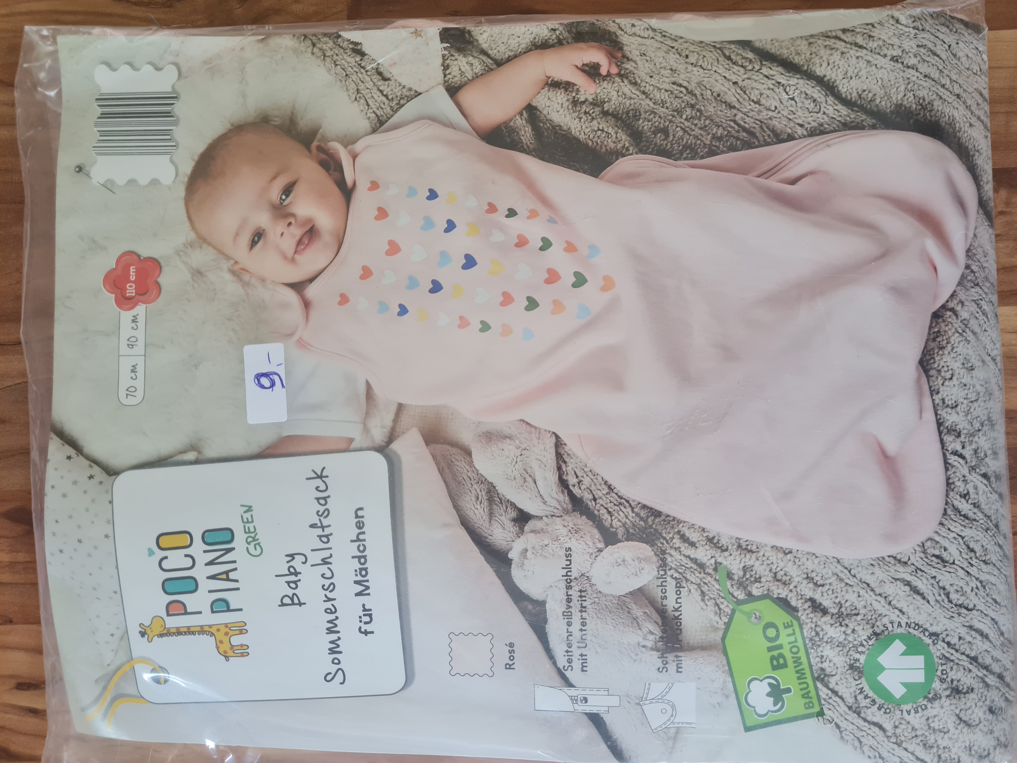 Sommer-Schlafsack "Bunte Herzen", 110cm, Neuware mit Etikett