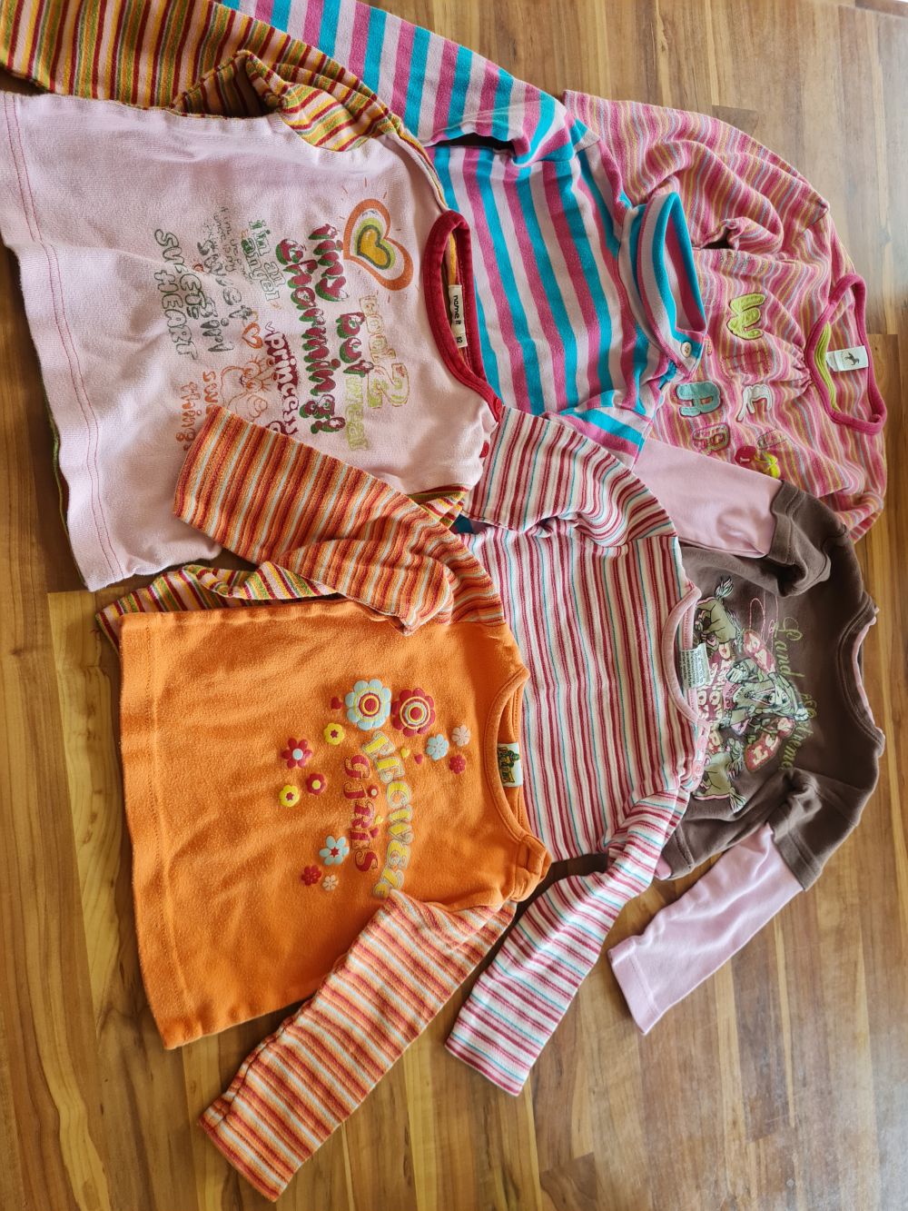 6 Langarmshirts für Mädchen, Gr. 92, Secondhand