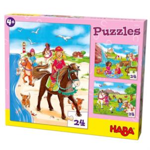 HABA Puzzles Pferdefreundinnen, 3 Puzzles mit je 24 Teilen, Neuware