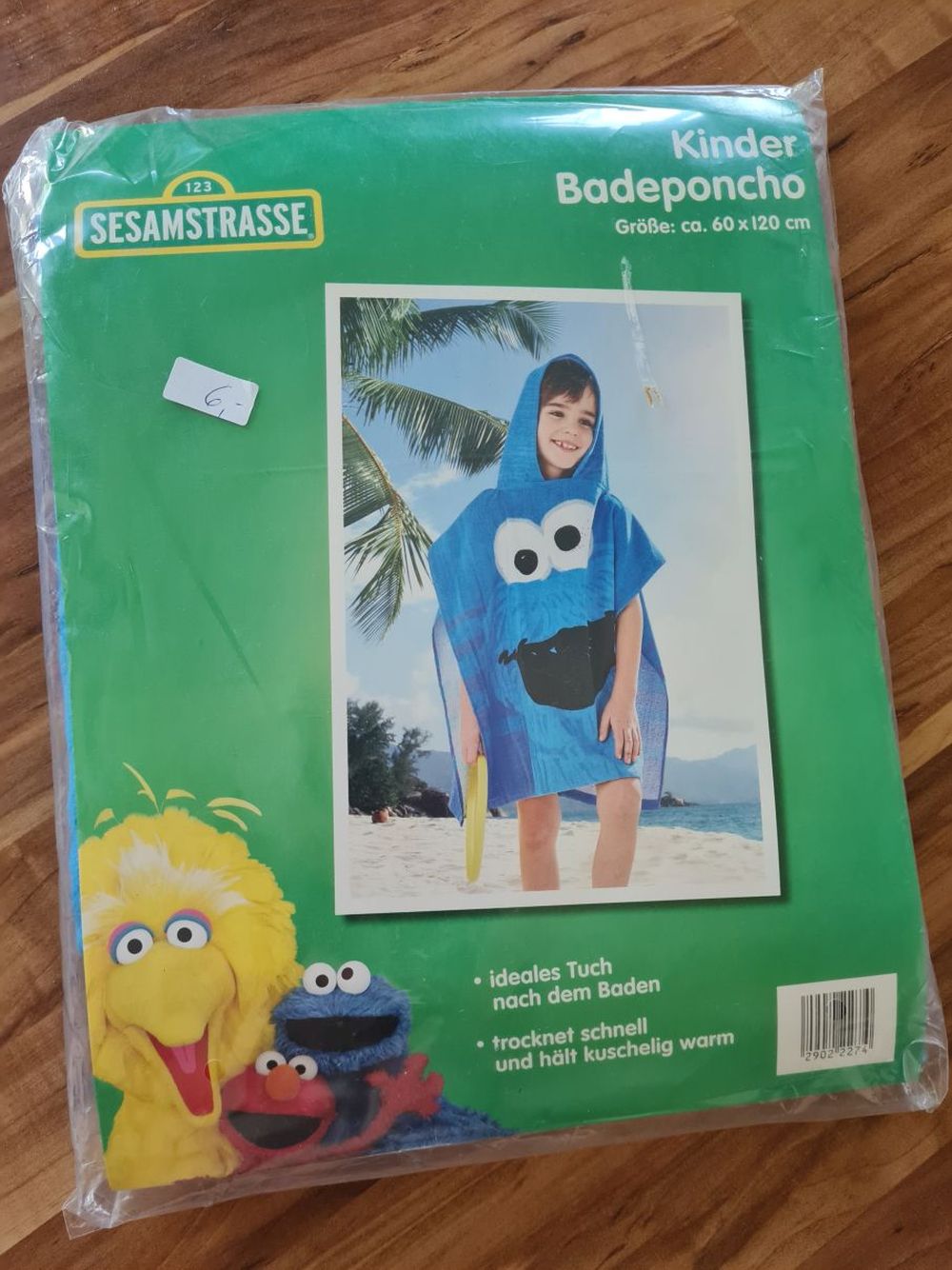 Badeponcho "Krümelmonster", Gr. ca. 60x120cm, Neuware mit Etikett