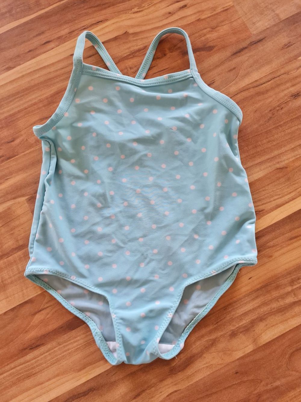 H&M Badeanzug, hellblau mit Punkten, Gr. 74, Secondhand