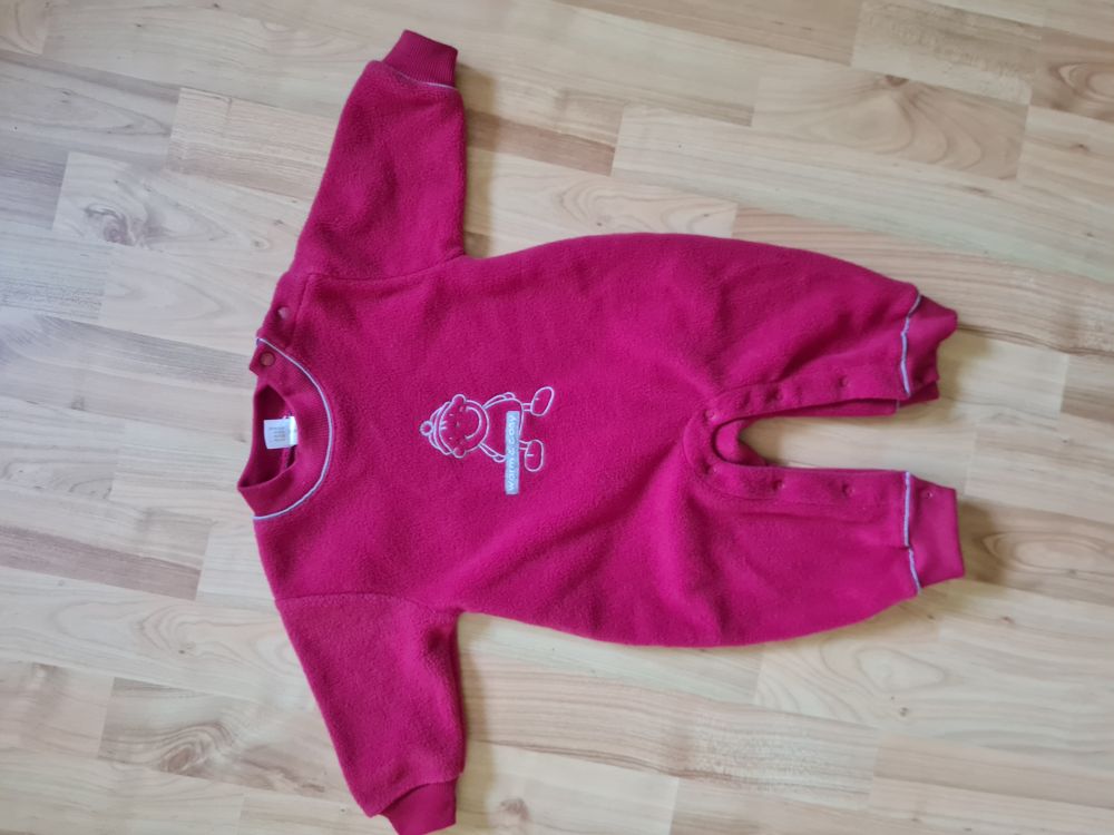 Fleece-Overall, dunkelrot, Gr. 62, Secondhand