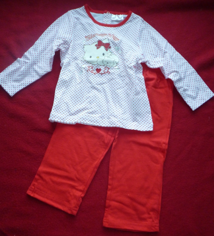 2-teiliger Pyjama: Shirt u. Hose, Charmmy Kitty-Motiv rot, weiß - Gr. 86, Neuware