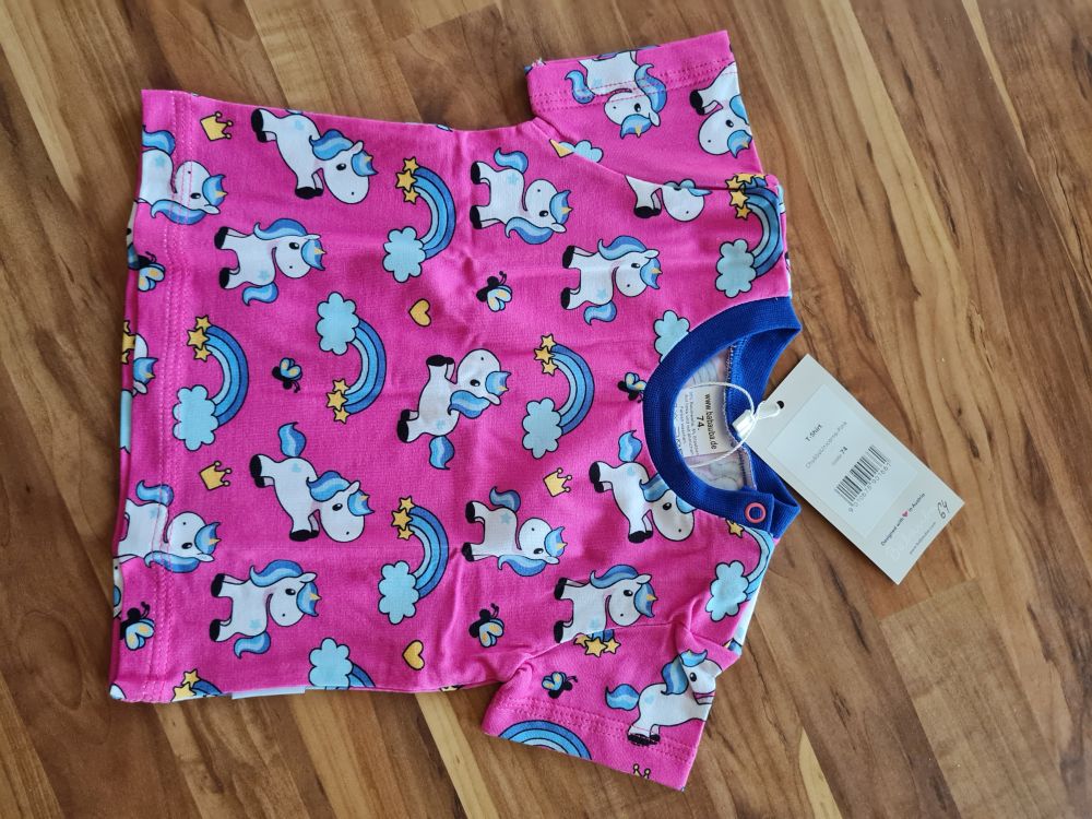 Babauba T-Shirt "Chubby Unicorns Pink", Gr. 74, Neuware mit Etikett