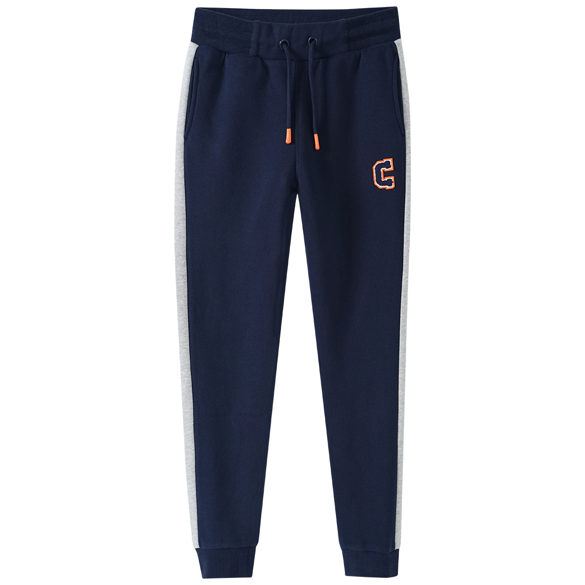 Jungen Jogginghose mit Applikation, dunkelblau / hellgrau, Gr. 134, Neuware mit Etikett