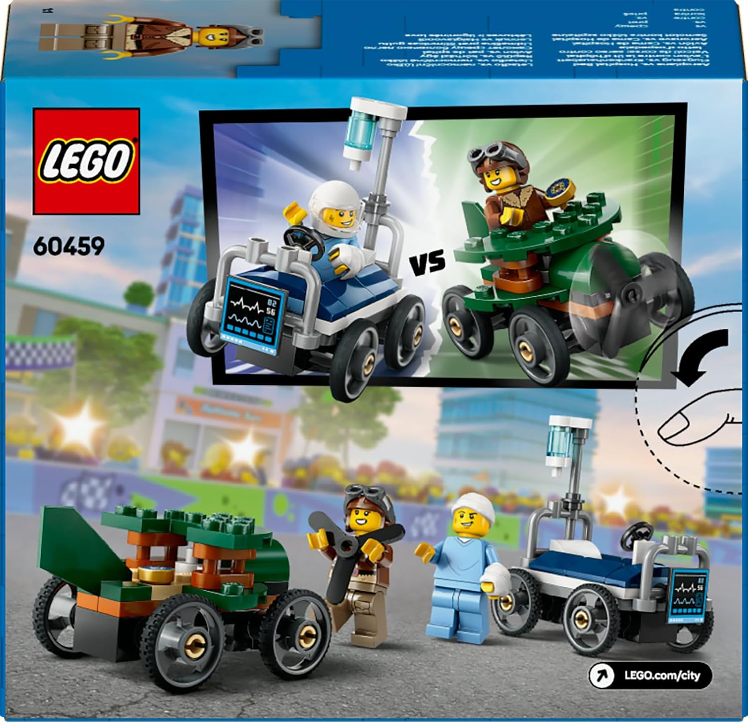 LEGO City 60459 Flugzeug vs. Krankenhausbett Rennwagen Set, Neuware