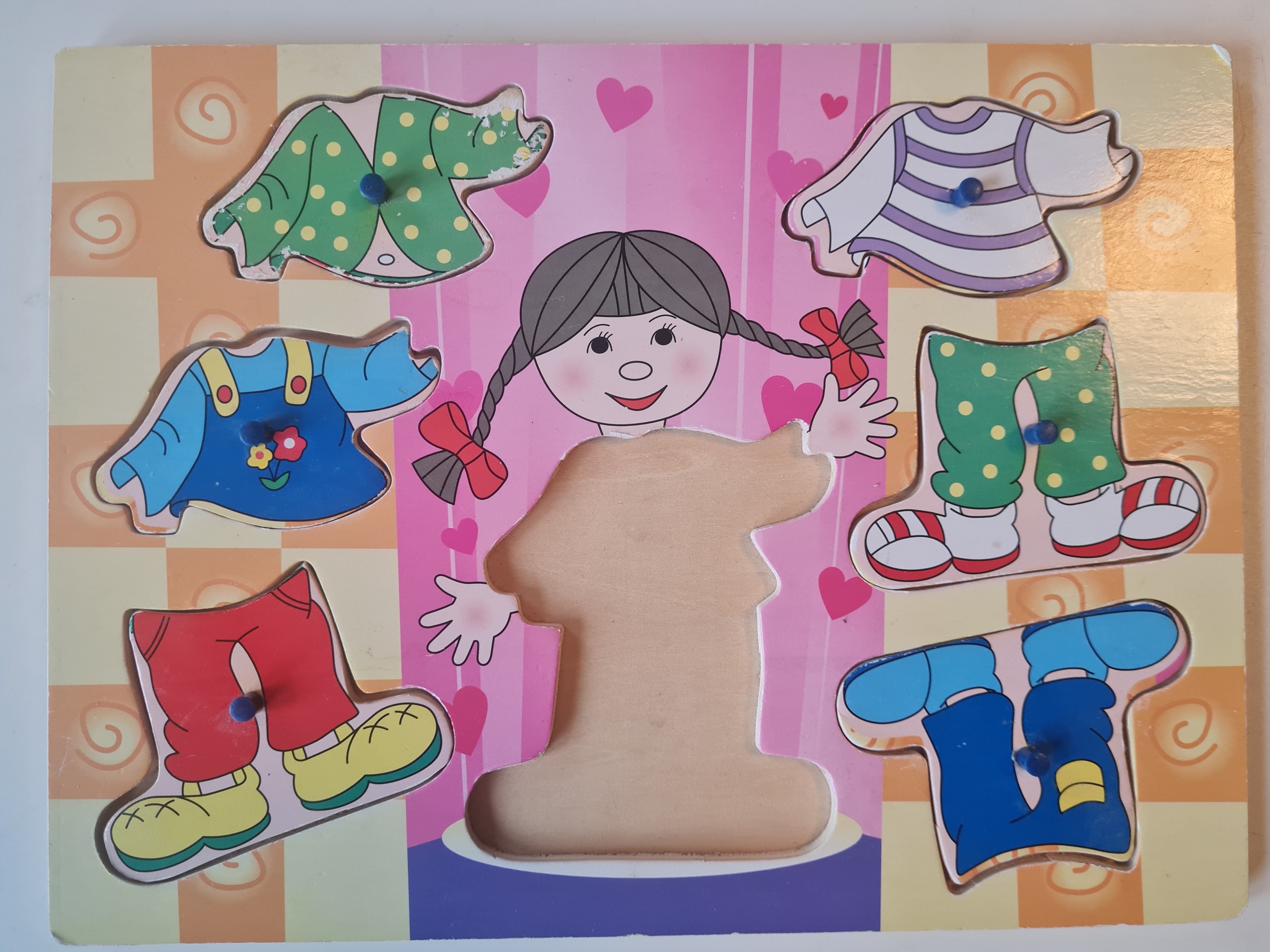 Holz Steckpuzzle Anziehen, 6 Teile