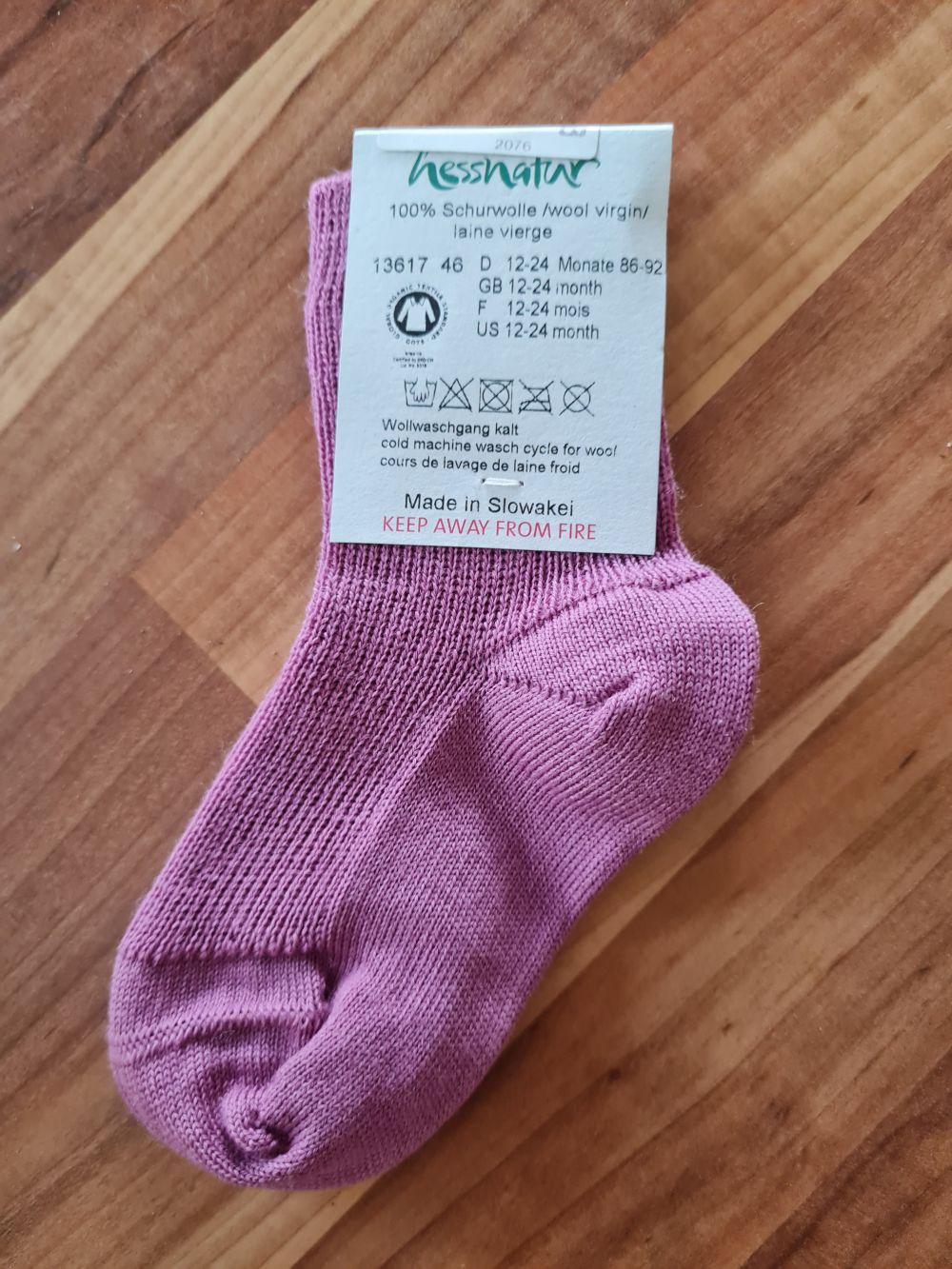Hessnatur 1 Paar Socken, lila, Gr. 86/92, Neuware mit Etikett