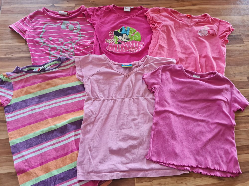 6 T-Shirts für Mädchen Gr. 116, Secondhand