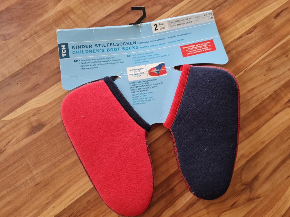 2 Paar Kinder-Stiefelsocken, rot - blau, Gr. 24/25, Neuware