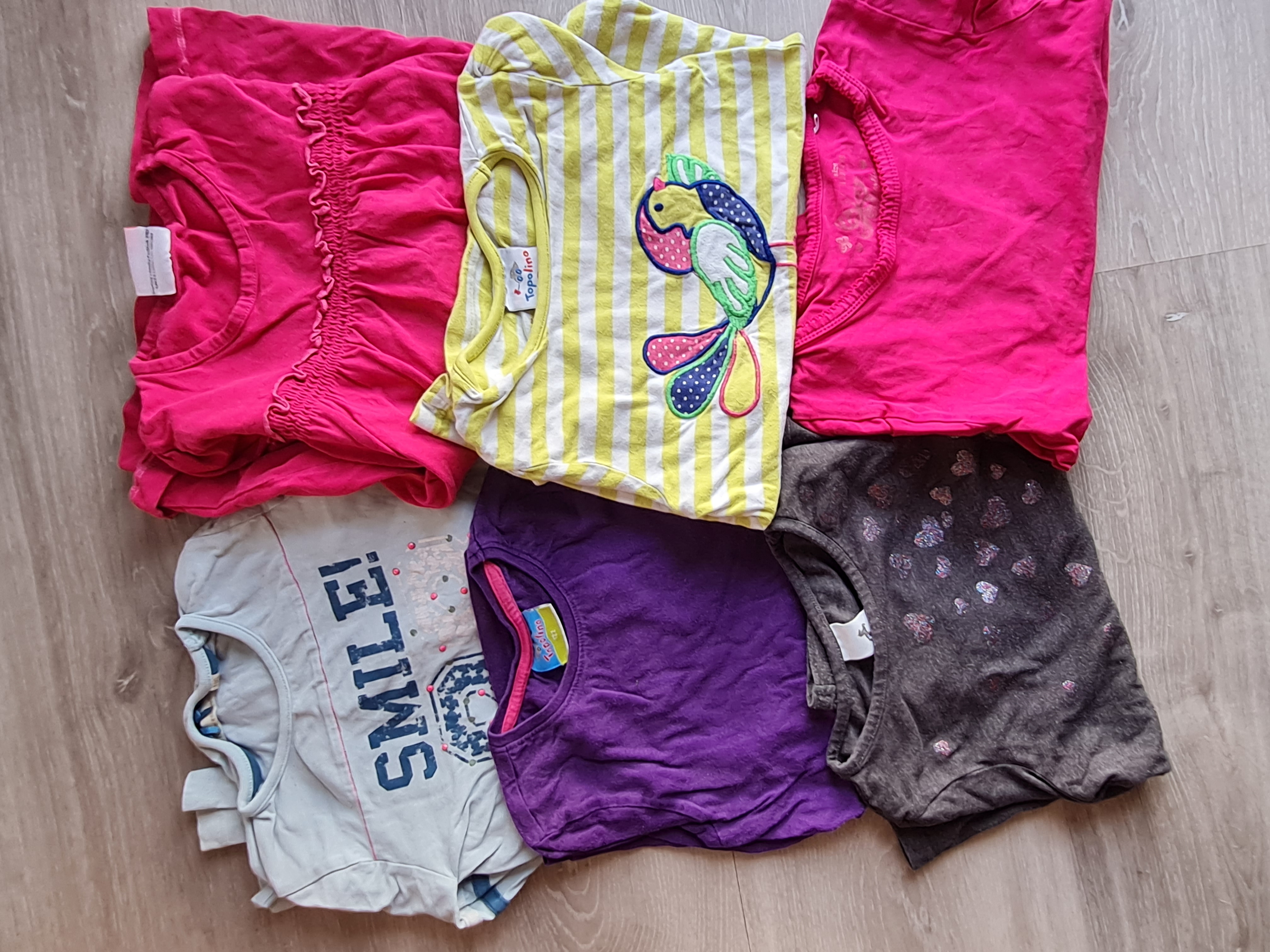 6 Mädchen Langarmshirts, Gr. 116 und 122