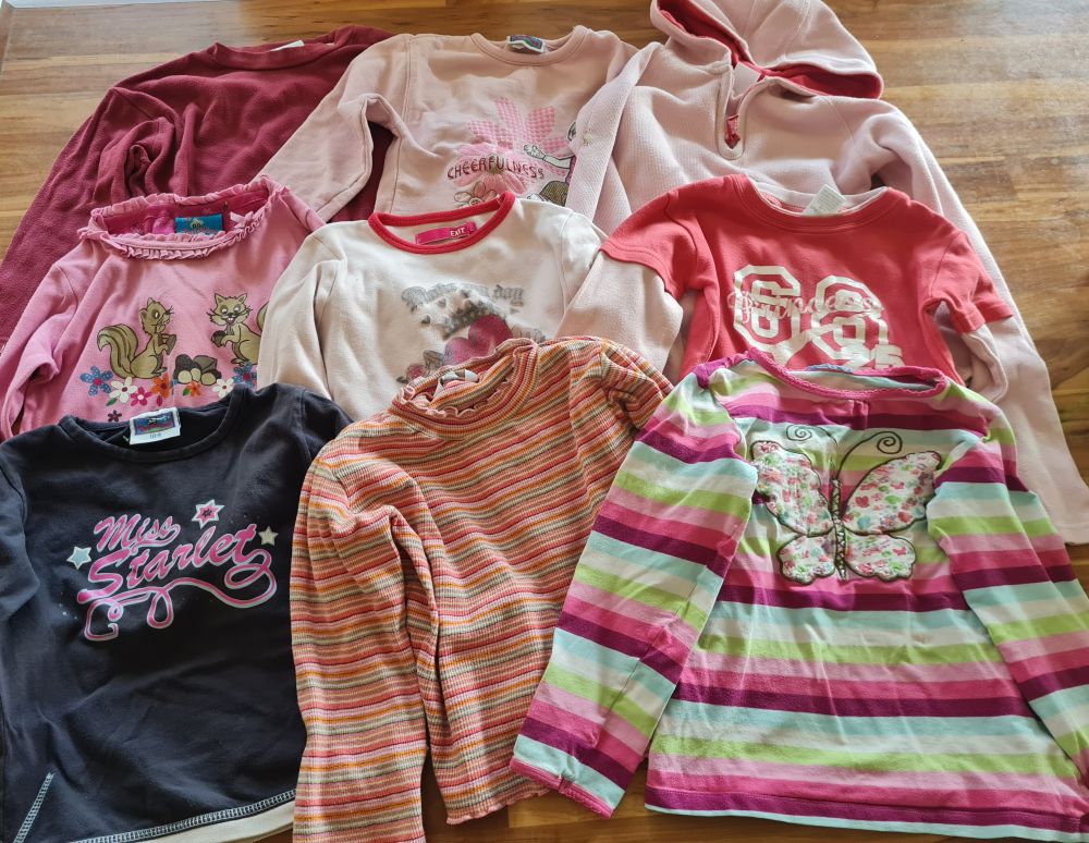 9 Langarmshirts für Mädchen, Gr. 104, Secondhand