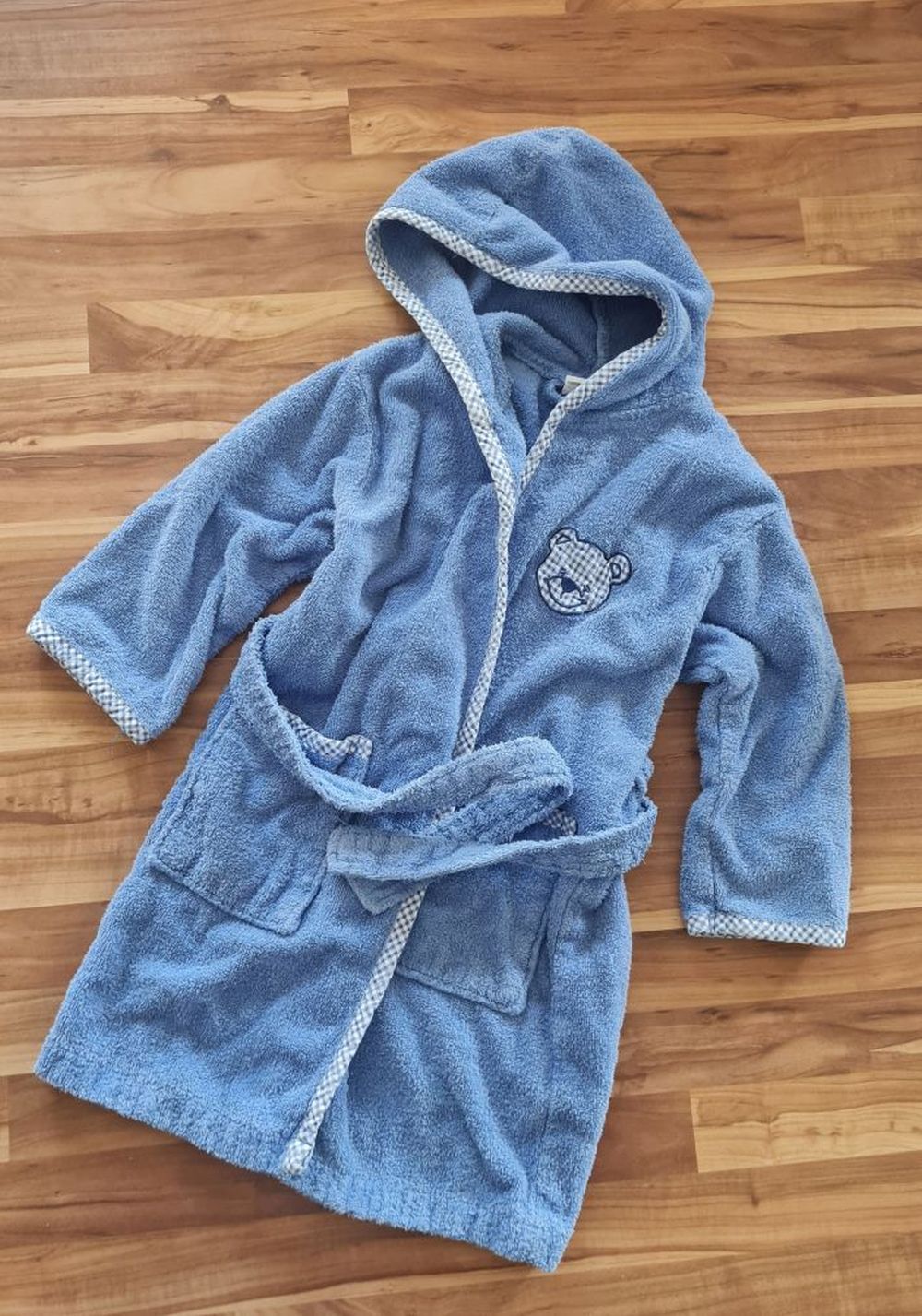 Topolino Frottee-Bademantel "Bär", blau, Gr. 80, Secondhand