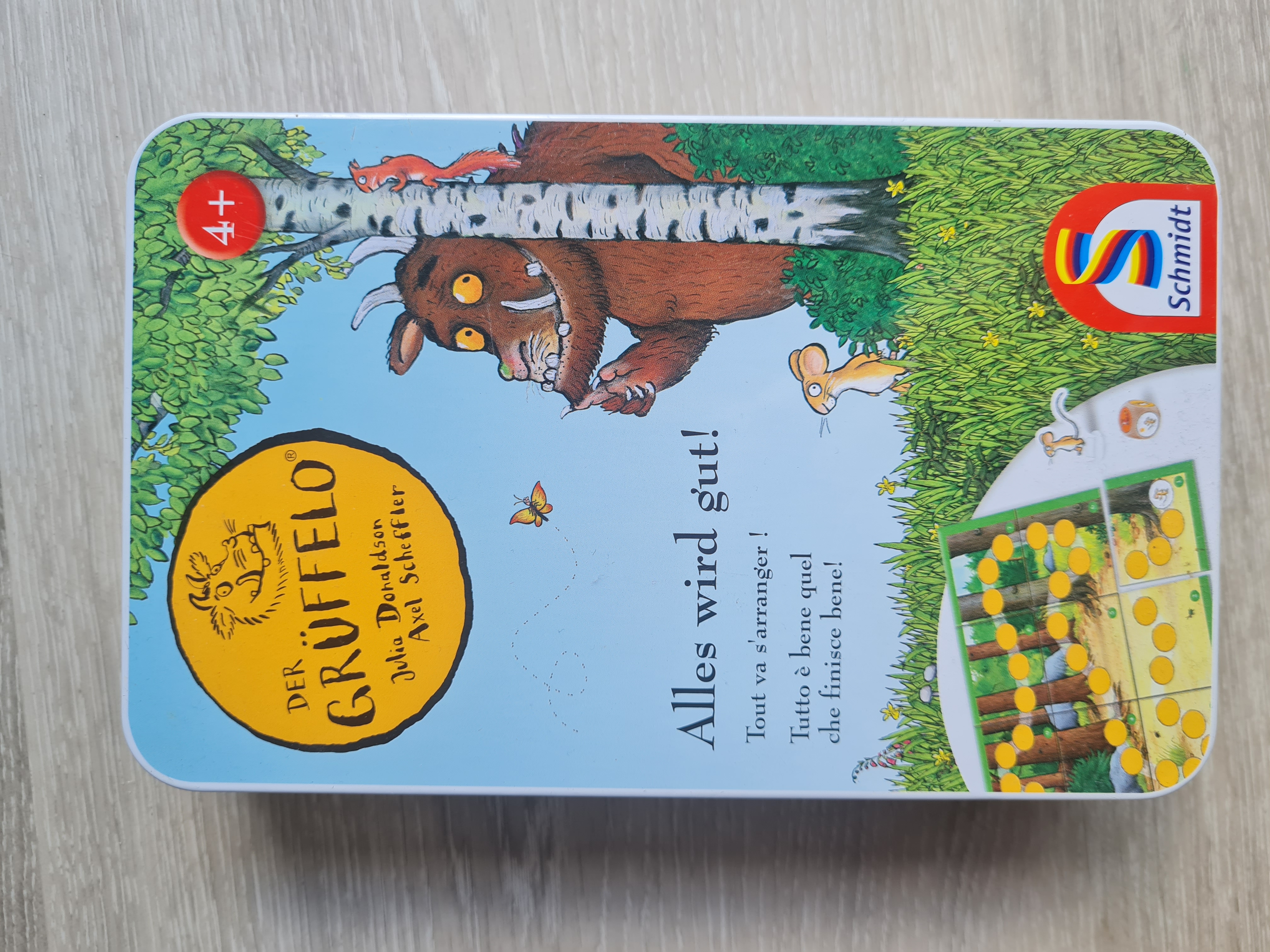 Schmidt Spiele 51276 Gruffalo Grüffelo, Alles Wird gut, Bring Mich mit Spiel in der Metalldose