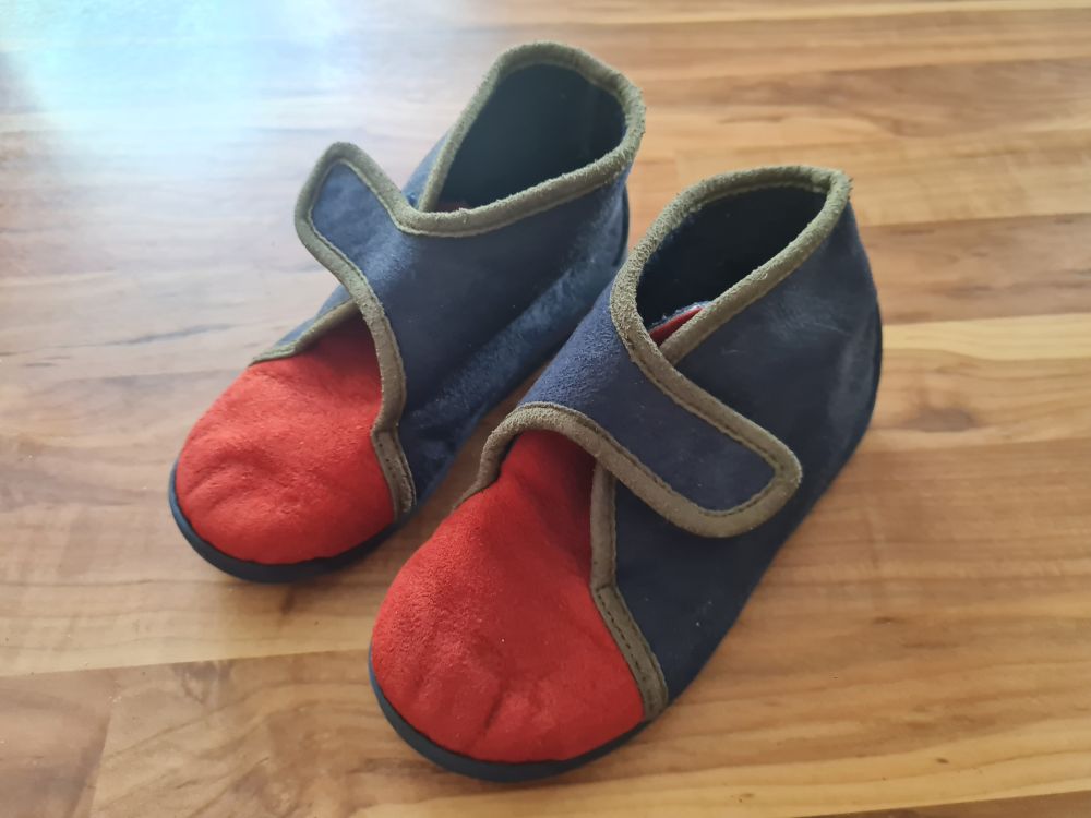 Rohde Hausschuhe, dunkelblau - rot - oliv, Gr. 26, Secondhand
