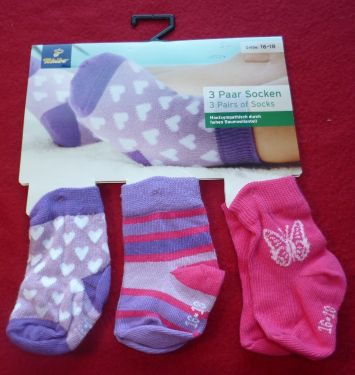 3 Paar Socken für Mädchen Gr. 16-18, Neuware