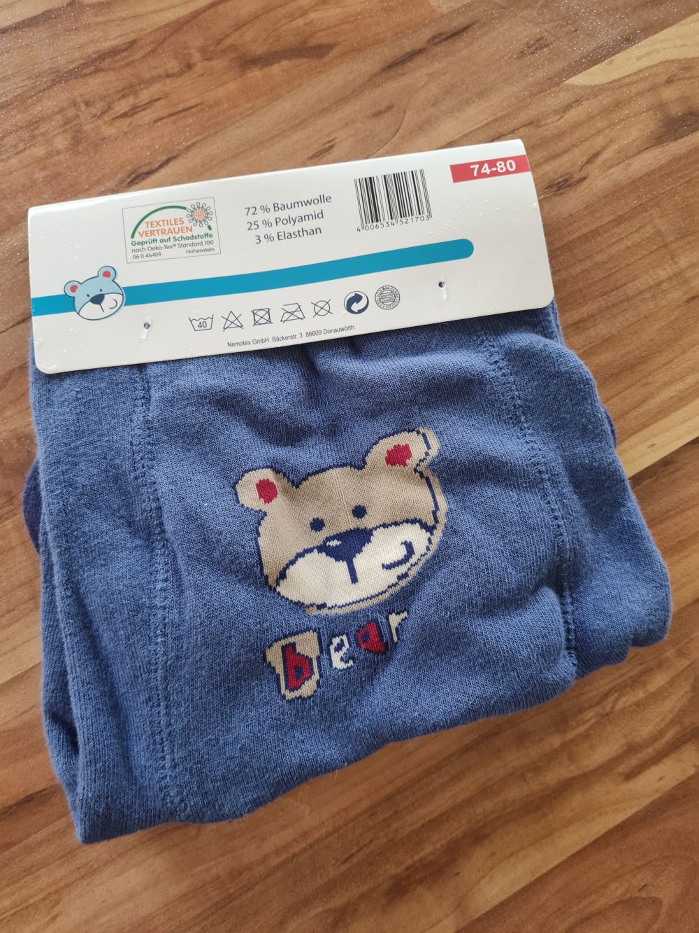 Babystrumpfhose mit Po-Motiv + 1 Paar Söckchen mit ABS, Gr. 74/80, Neuware mit Etikett