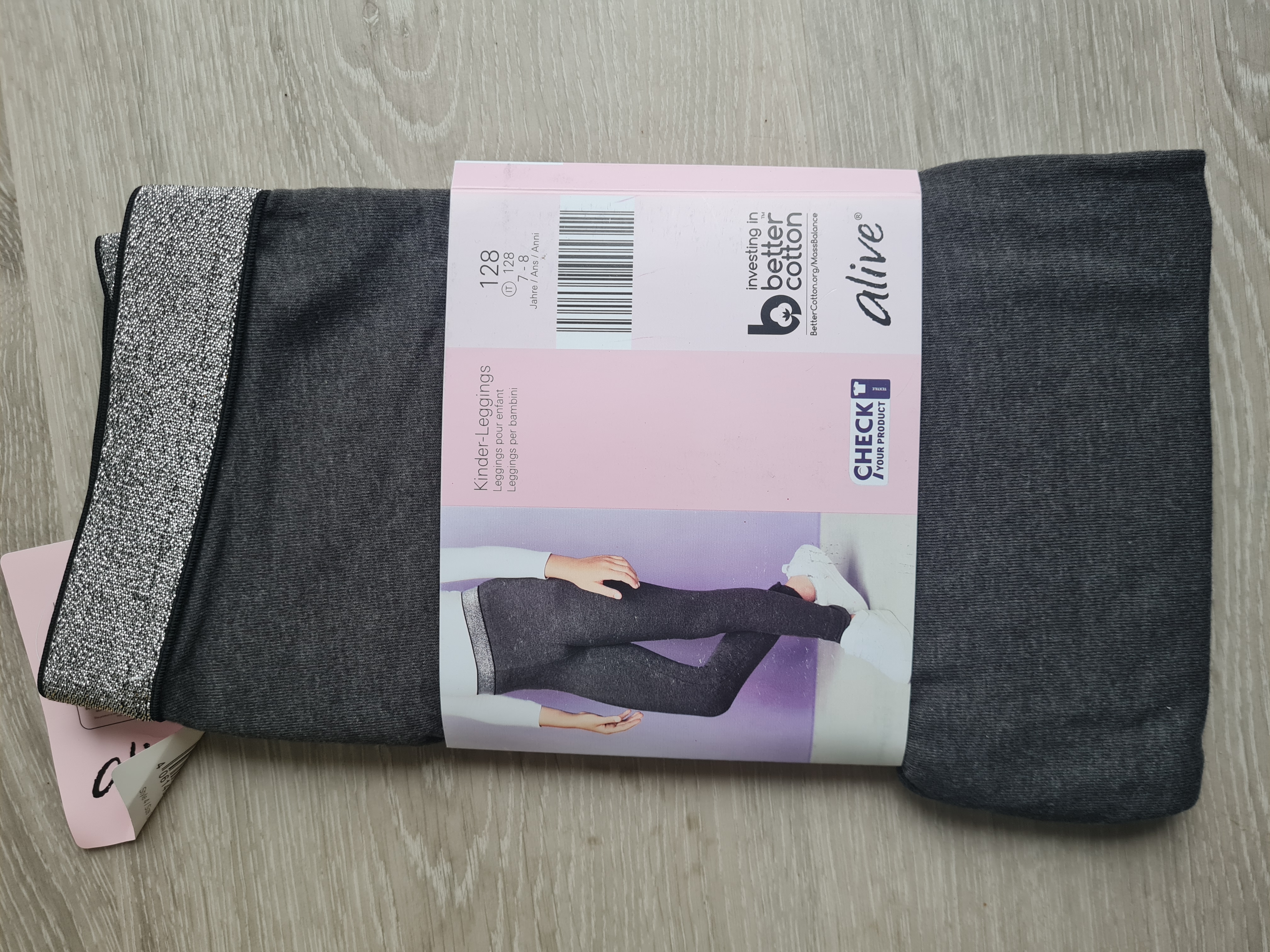 Mädchen-Leggings mit Glitzer-Bund, Gr. 128, Neuware