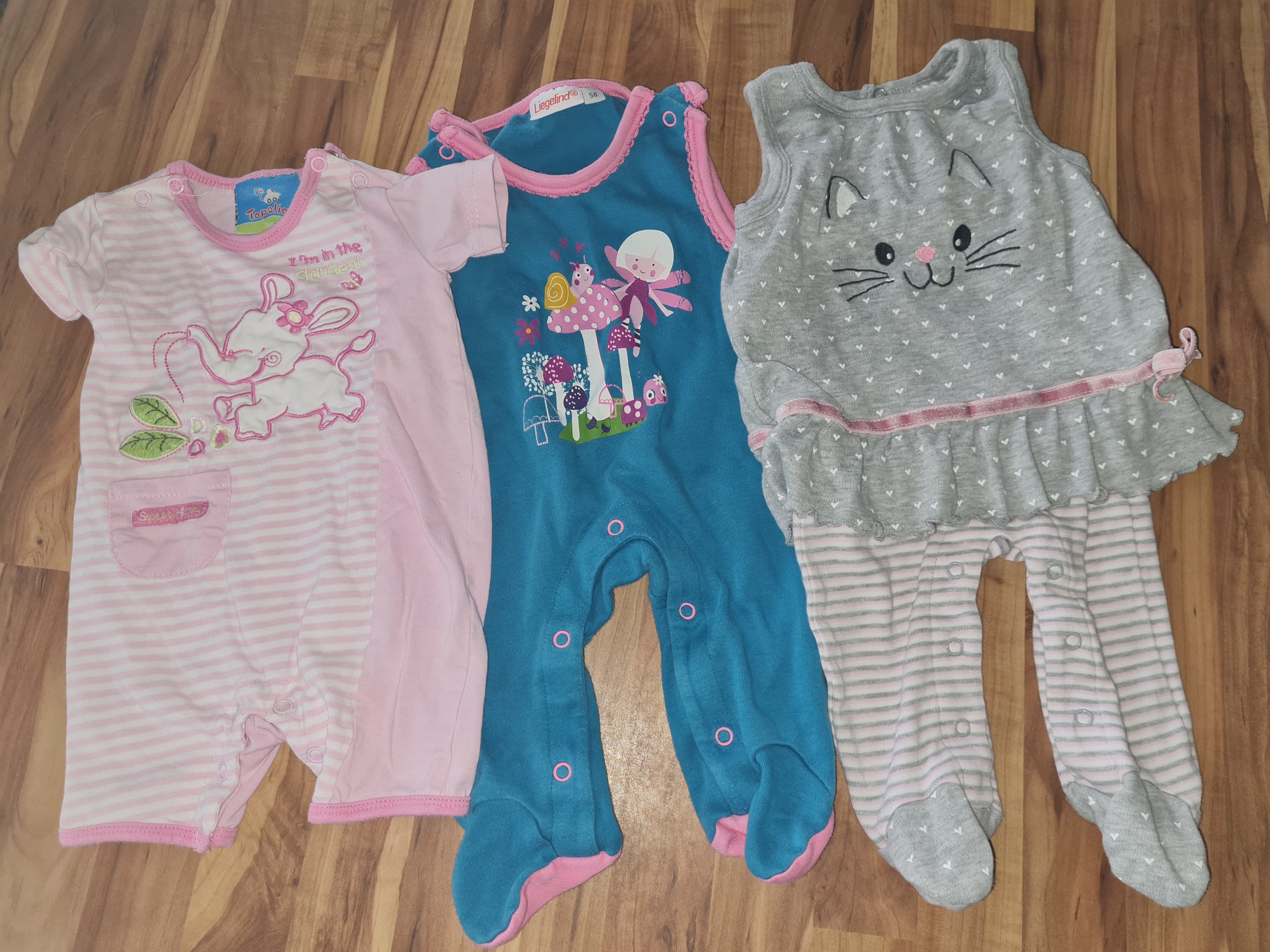 3tlg. Set für Mädchen, Gr. 56, Secondhand