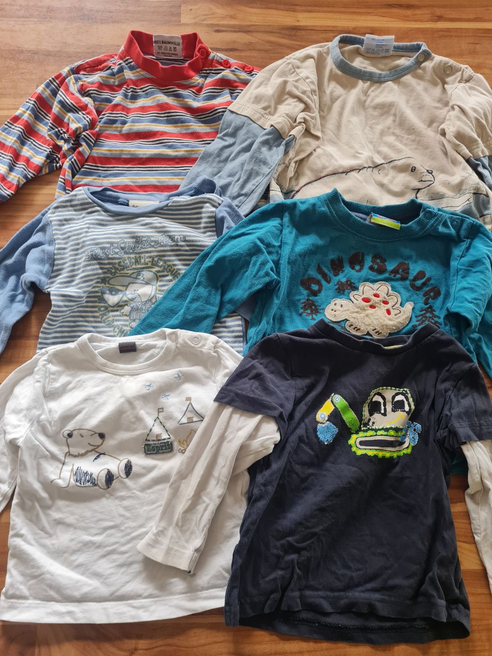 6 Langarmshirts für Jungen, Gr. 86, Secondhand