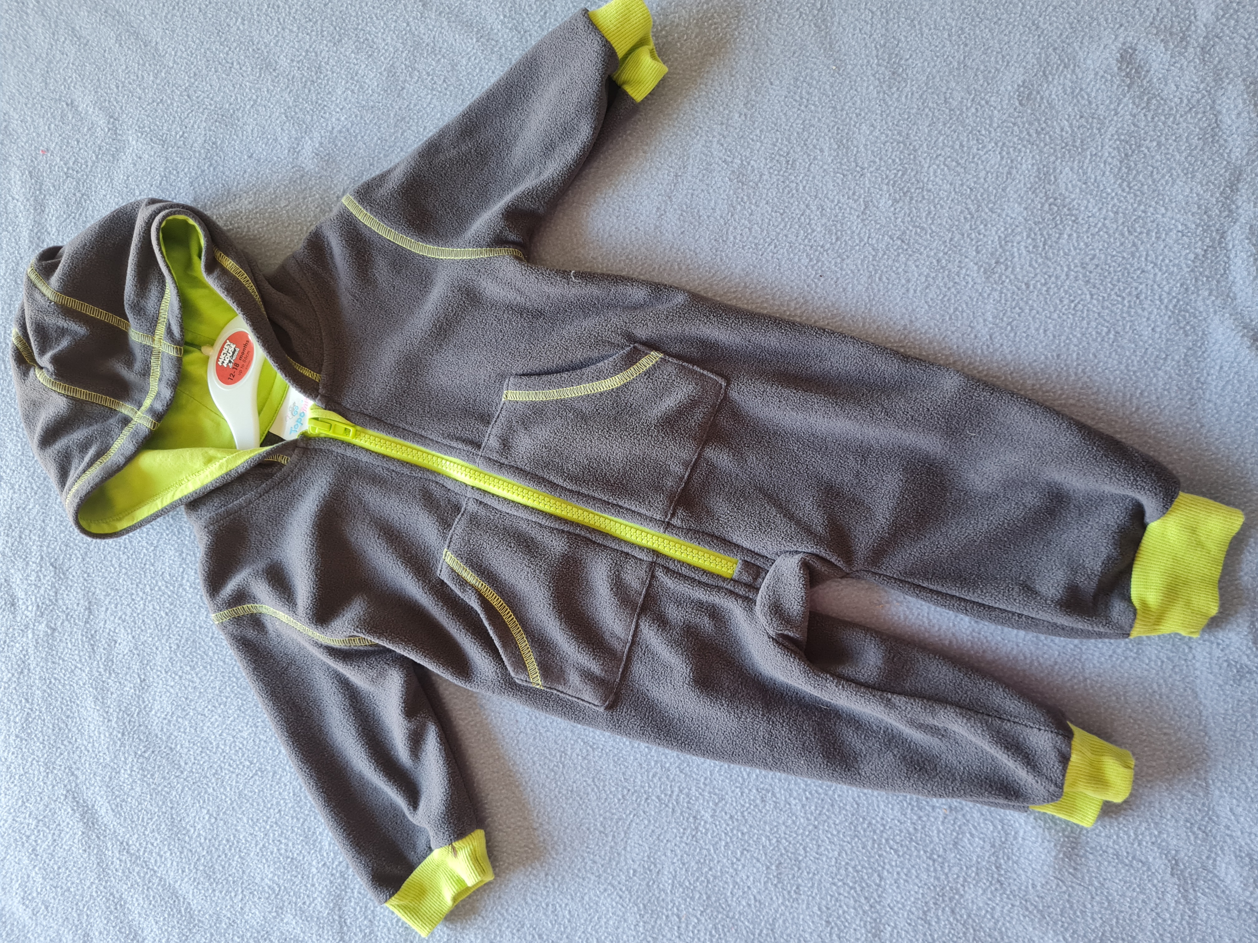 Fleece-Overall, anthrazitfaben, Gr. 68, Secondhand