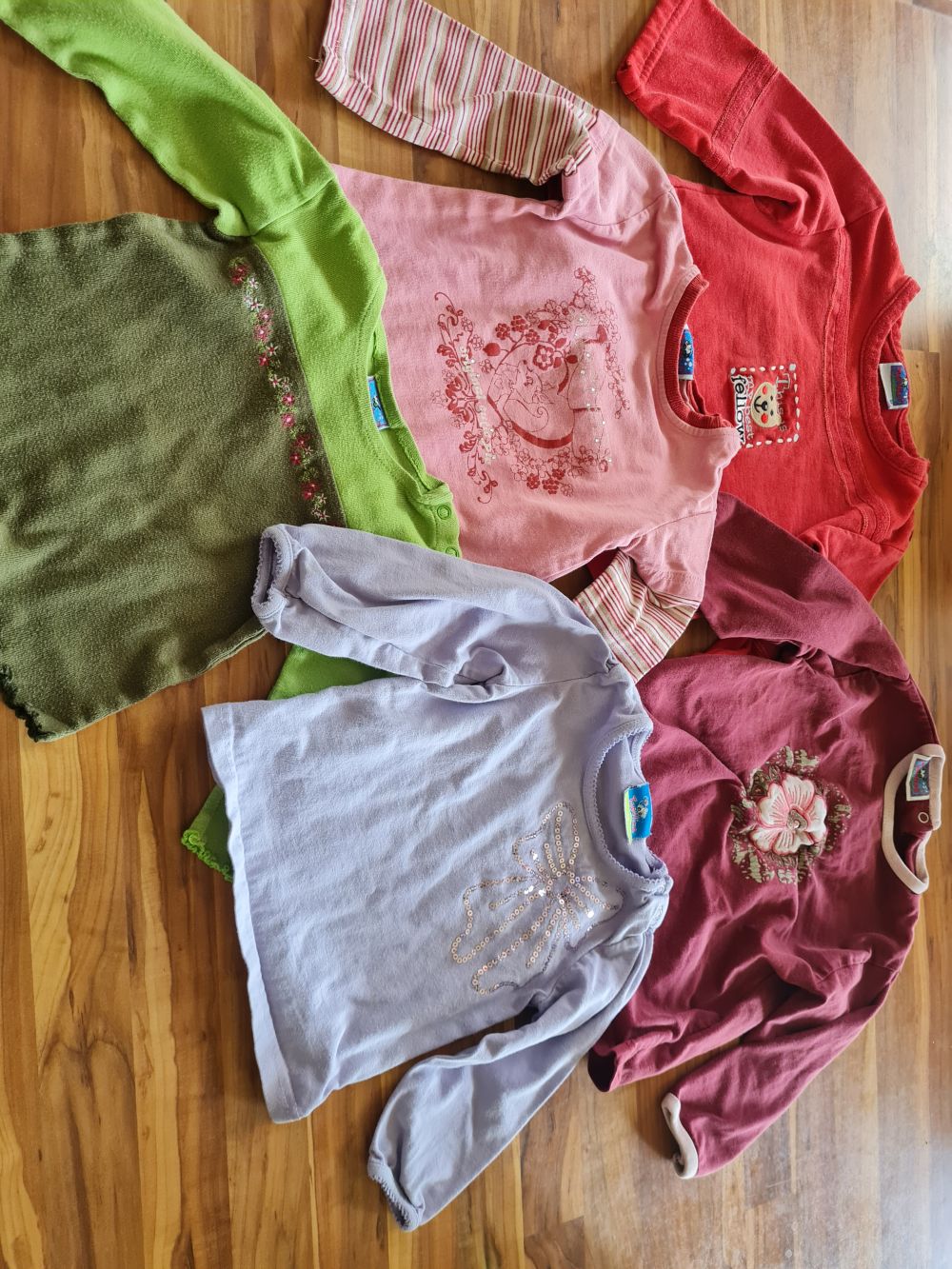 5 Langarmshirts für Mädchen, Gr. 92, Secondhand