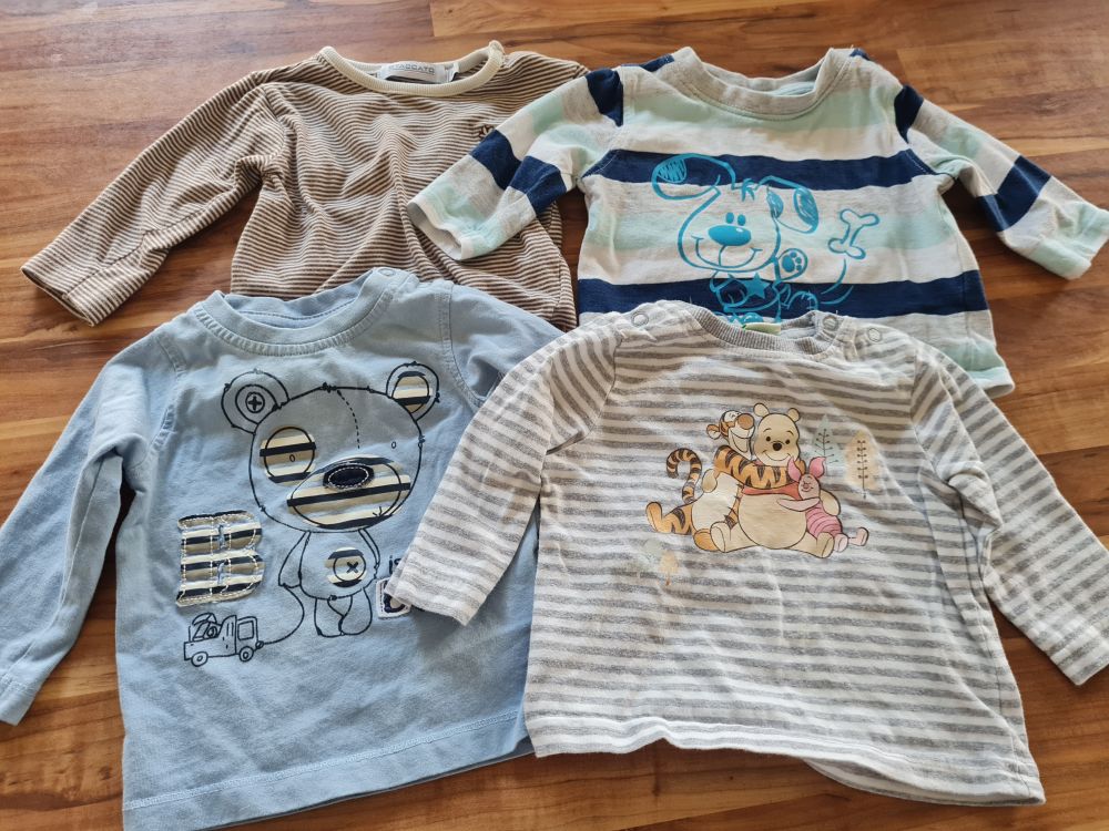 4 Langarmshirts, Gr. 62, Secondhand