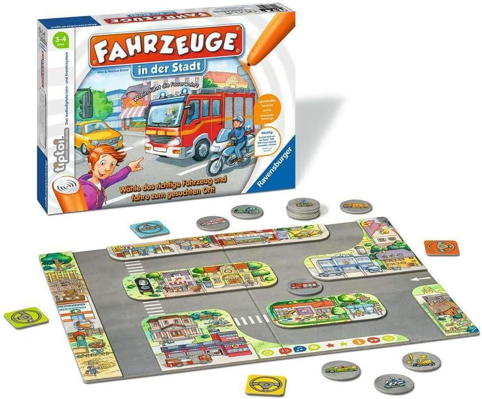 Ravensburger tiptoi 00848 - „Fahrzeuge in der Stadt“ / Spiel ab 3 Jahren/Wähle das richtige Fahrzeug und fahre zum gesuchten Ort! Neuwertig