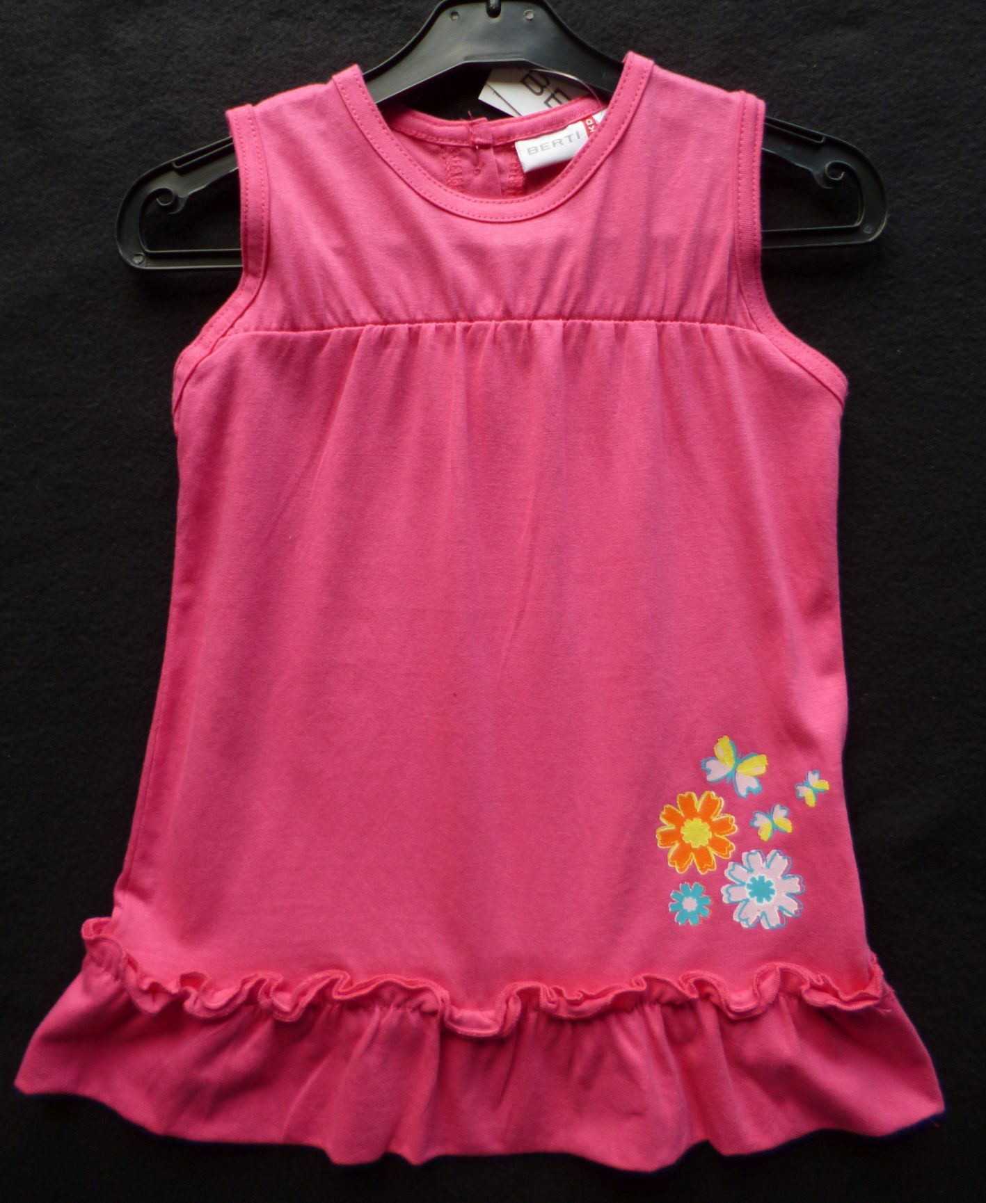 Pinkfarbenes Kleid mit Blumen-Motiv, Gr. 86, Neuware