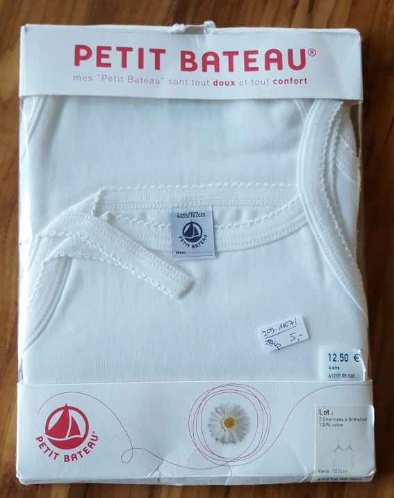 Petit Bateau 2 Unterhemden für Mädchen Gr. 98/104, Neuware mit Etikett