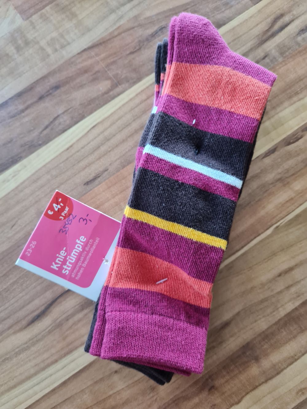 3 Paar Kinder Kniestrümpfe für Mädchen, Gr. 23-26, Neuware