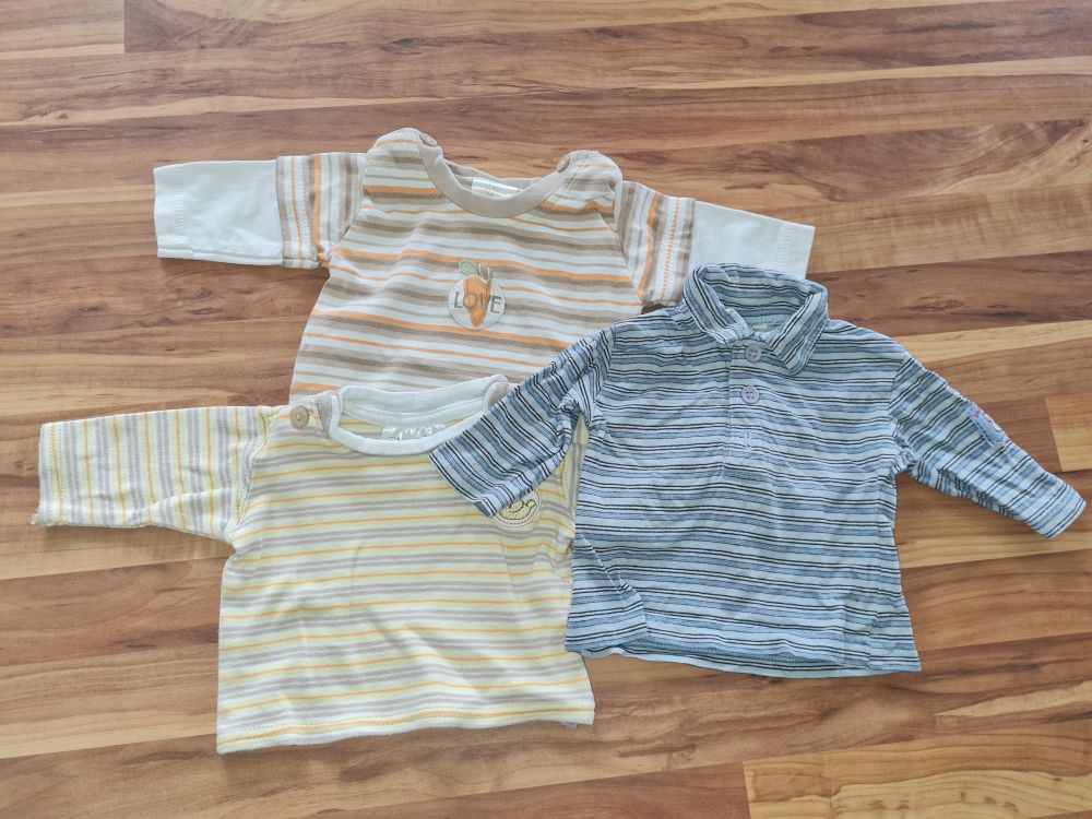 3 Langarm-Shirts "Ringel", Gr. 50/56, Secondhand