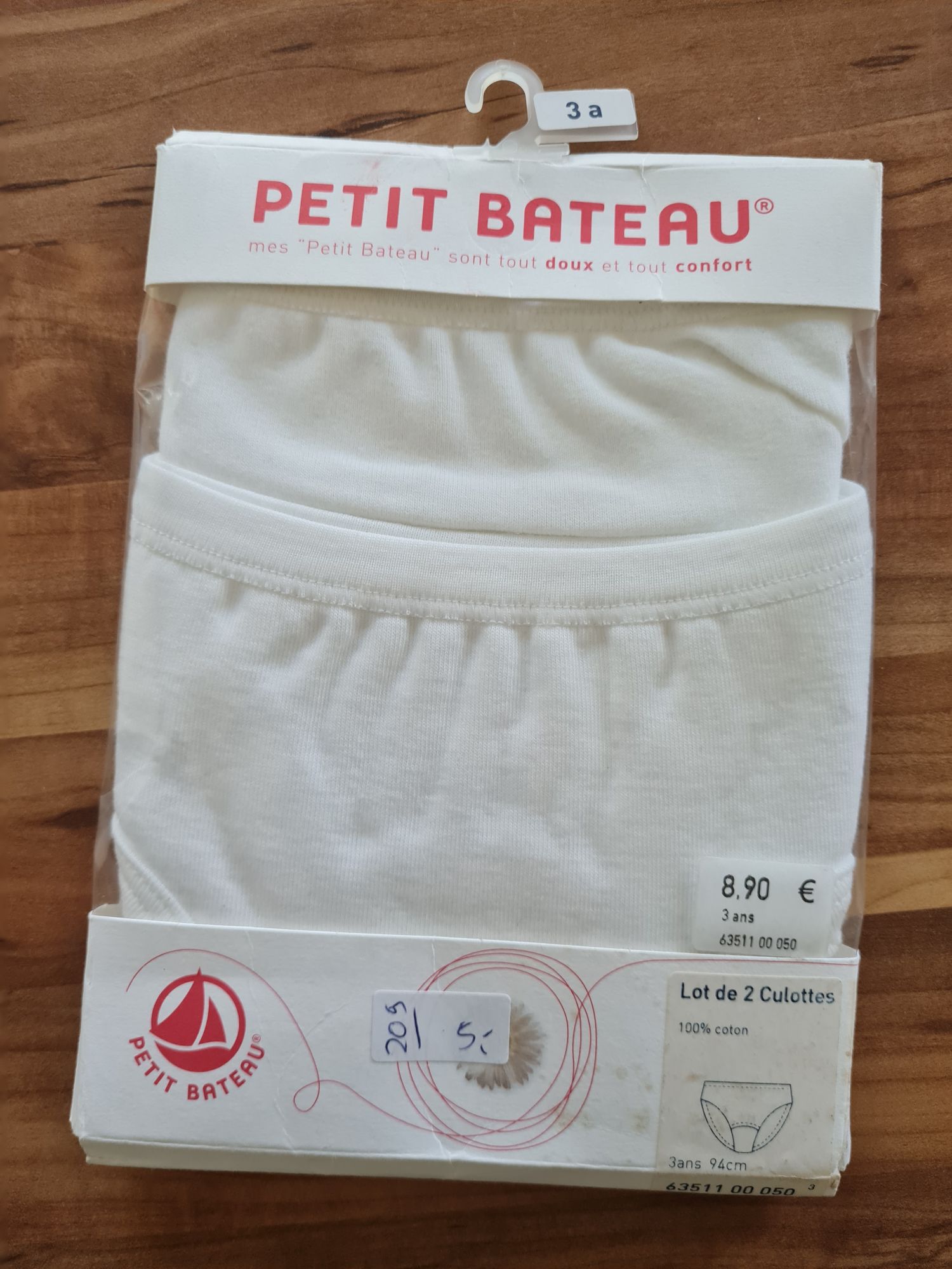 Petit Bateau, 2 Slips für Mädchen, weiß, Gr. 94, Neuware mit Etikett