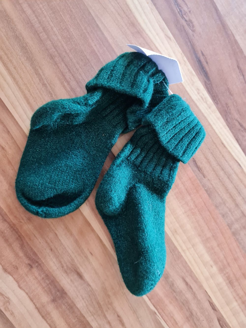 1 Paar warme Socken, dunkelgrün, Gr. 74/80, Neuware