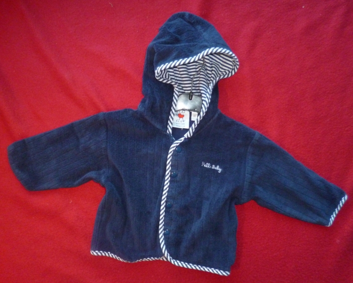 Marinefarbene Jacke "Hello Baby", Gr. 68, Secondhand