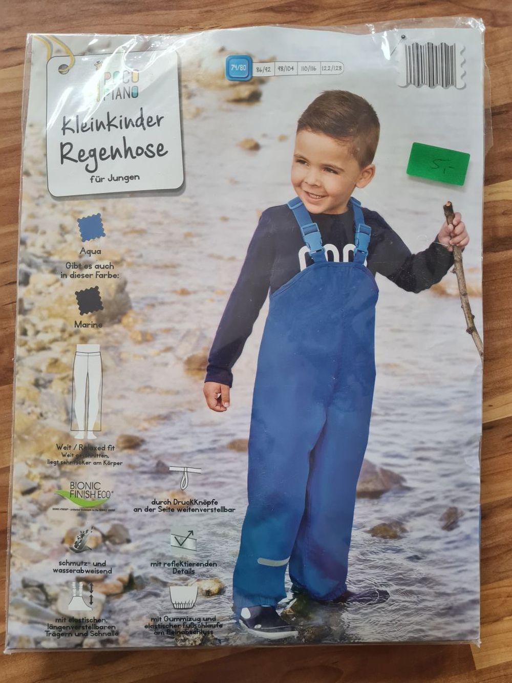 Regenhose für Jungen, aqua, Gr. 74/80, Neuware mit Etikett