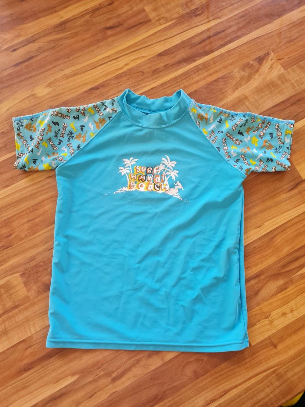 UV-Shirt "Surf", hellblau,  Gr. 122/128, Secondhand