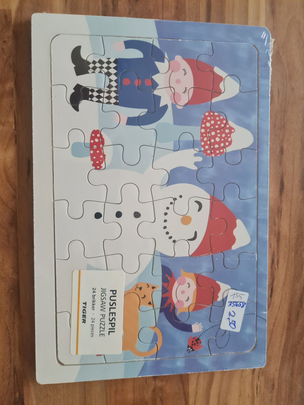 Holzpuzzle "Wichtel und Schneemann", 24 Teile, Neuware