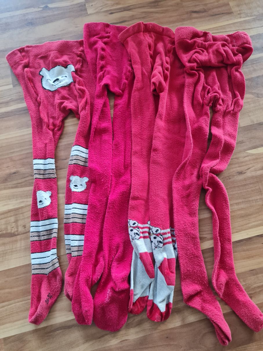 4 Strumpfhosen, rot, Gr. 98/104, Secondhand
