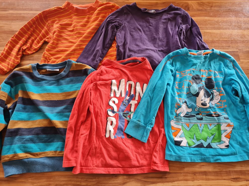 5 Langarmshirts für Jungen, Gr. 110, Secondhand