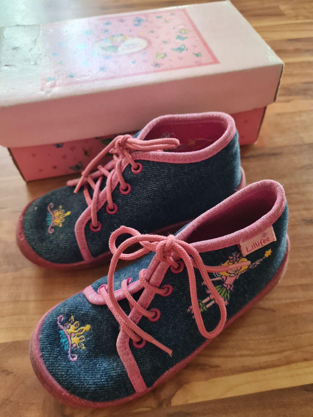 Hausschuhe "Prinzessin Lillifee", jeansblau, Gr. 25, Secondhand