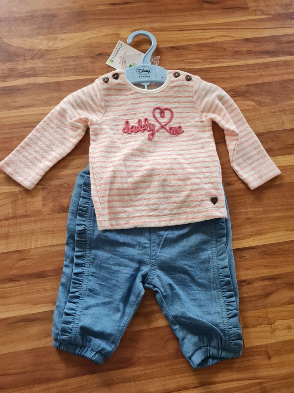 Pure Collection 2tlg Set Langarmshirt mit Hose für Mädchen "Daddy loves me", Gr. 62, Neuware mit Etikett