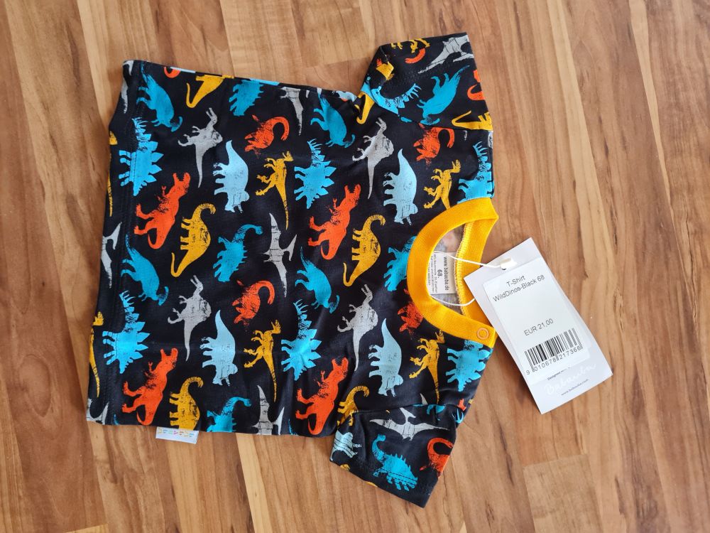 Babauba T-Shirt "Wild Dinos Black", Gr. 68, Neuware mit Etikett