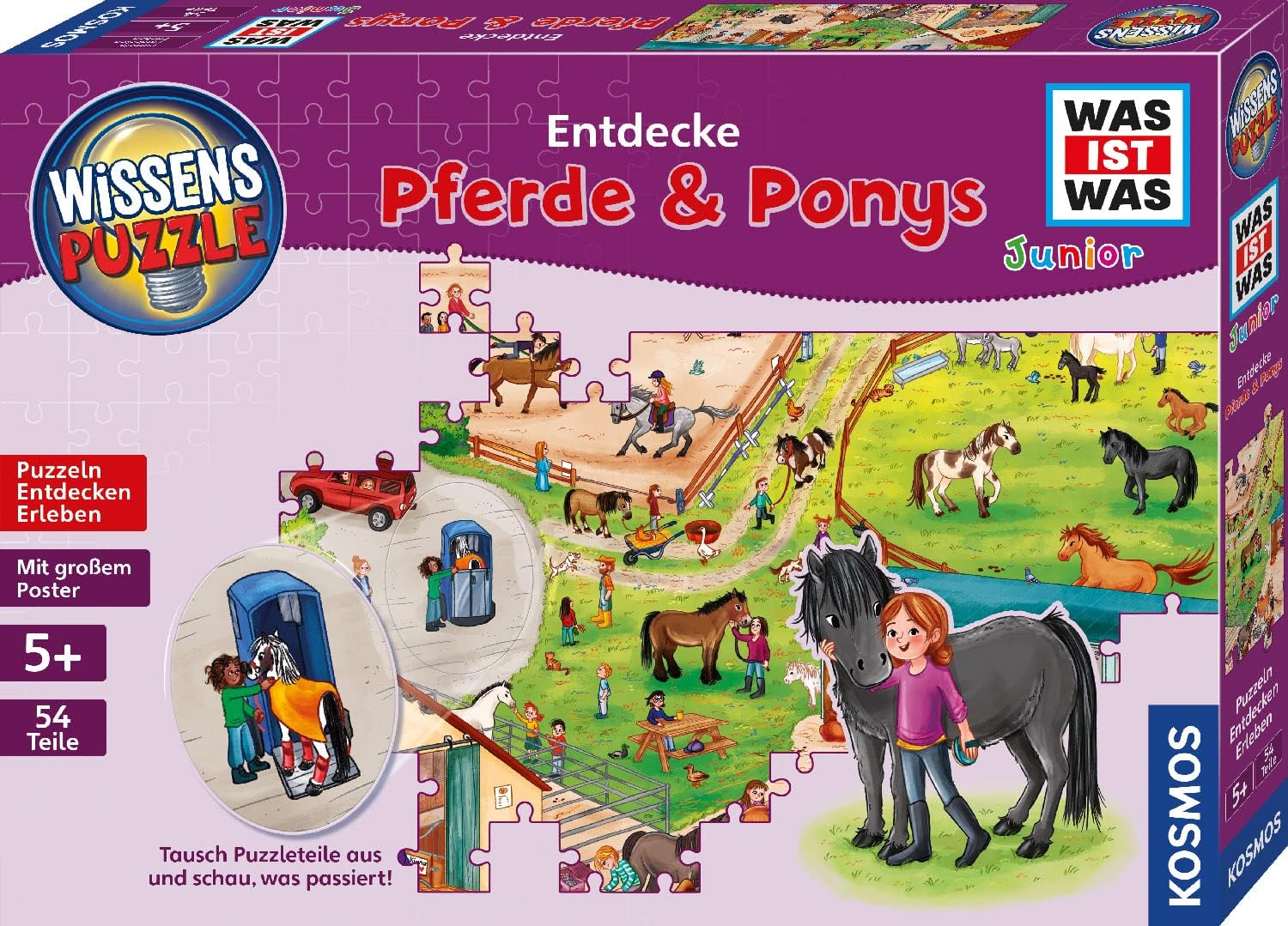 Was ist was Junior - Wissenspuzzle: Entdecke Pferde & Ponys, 54 Teile, Neuware