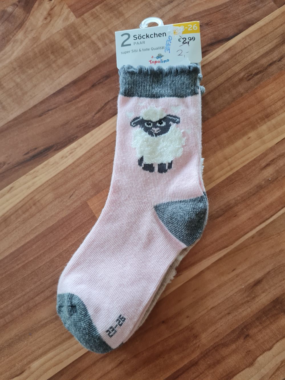 2 Paar Socken für Mädchen "Schaf", Gr. 23-26, Neuware