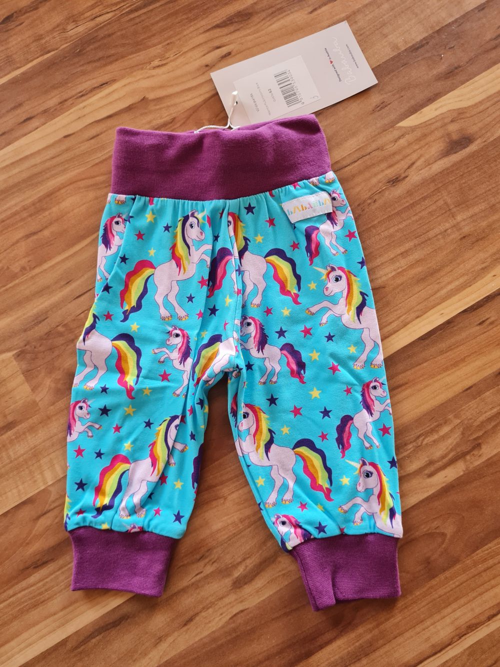 Babauba Widepants "Wonderful Unicorns Blue", Gr. 62, Neuware mit Etikett
