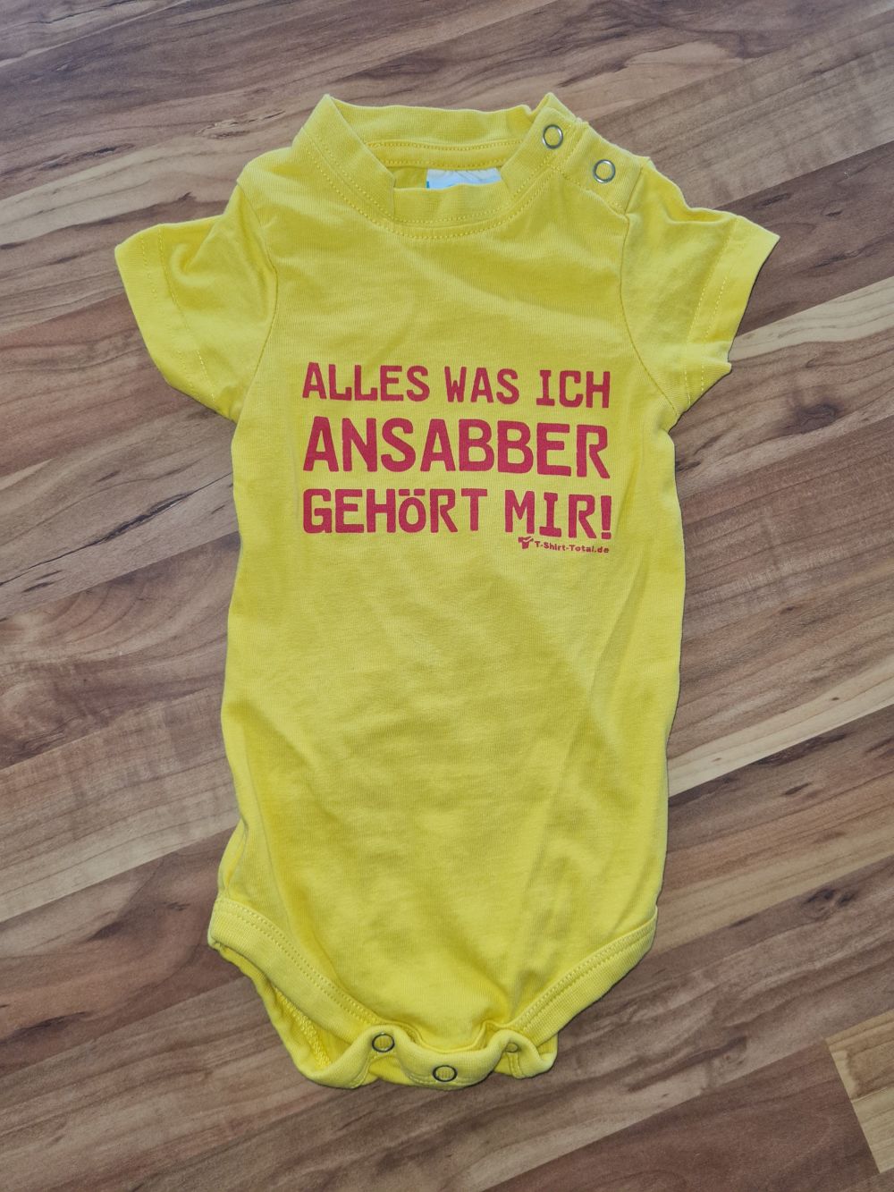 Kurzarmbody "Alles was ich ansabber gehört mir", Gr. 56/62, Secondhand